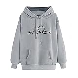 NHNKB Damen Pullover Hoodie Kapuzenpullover Pulli Longsleeve Sweatshirt Tops Kapuzenpulli Hoody für Herbst Winter Jugendlich L