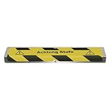 Antirutsch-Treppenkantenprofil gelb/schwarz zum verschrauben, mit Warnzeichen und Text: Achtung Stufe Rutschemmung R 13, Maße (LxB): 63,5 x 12,0 cm, Abkantung: 4,50 cm Rutschhemmung R 13 gem. BGR 181