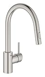 GROHE Concetto | Küchenarmaturen - Einhand Spültischarmatur | mit herausziehbarer Dual Spülbrause | C-Auslauf | supersteel | 31483DC2