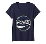 Damen Coca-Cola Orange Blue Ring White Enjoy Logo T-Shirt mit V