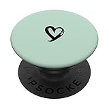 Schwarz Herz Minimalistisch Grün PopSockets PopGrip: Ausziehbarer Sockel und Griff für Handys/Tablets mit Tauschbarem Top
