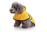 Quance Hunde-Regenmantel, verstellbar, wasserdicht, leicht, Regenjacke, Poncho mit Streifen, reflek