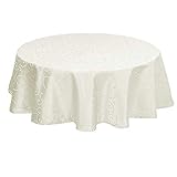 EUGAD Tischdecke Damast Ornamente Seidenglanz Kringel/Circle Design Tafeldecke mit Saum, Tischtuch Größe & Farbe wählbar, Edel Tisch Decke Abwaschbar und Bügelfrei, Rund 160 cm C
