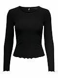 ONLY Damen Onlnella L/S O-neck Rib Top Noos Jrs Langarmshirt, Schwarz, L EU