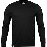 Merino Shirt - Thermounterhemd Langarm I Thermo Oberteil aus 100% Merinowolle I T-Shirt Longsleeve für Wandern, Sport I schwarz, Größe L