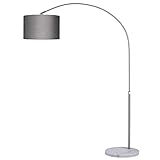 Monzana Bogenlampe 133-180cm Höhe Stoffschirm 25 cm Bogenleuchte Marmorfuß Fußschalter Bogenstandleuchte S