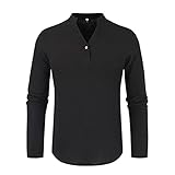 Herren Langarm Langarmshirt Basic Henley Shirts Longsleeve Poloshirt Langarm-T-Shirt Outdoor Warm Atmungsaktiv Polohemd Golf Tennis Freizeit Polo Shirts Regular Fit Knöpfe T S