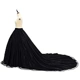 GRACEART Damen Lange Retro Maxi Tüll Rock Brautkleider Unterrock Überrock (schwarz)