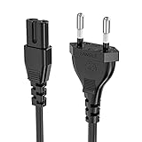 0,75M Euro Netzkabel C7 Stromkabel für PS4 PS5, Ancable Netzstecker auf Euro 8 Doppelbuchse Kleingerätekabel für LG Philips Sony Panasonic TV, Blu-Ray, Radio, Netzteile-Schw
