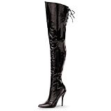 Higher-Heels PleaserUSA Echt Leder-Overkneestiefel Legend-8899 schwarz 39