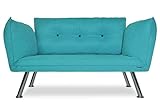 Easysitz Sofa 2 Sitzer Schlafsofa Zweisitzer Klein 2-Sitzer Couch Schlafsessel Bettsofa Futon Bed Sessel Sitz Kleines Sitzen für Er EIN Einer Zweier Mein Personen Farbauswahl (Türkis)