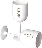 2 PCS Moët &Chandon Ice Imperial Sektgläser Set Kunststoff，0.48L Plastic Champagnerglas,Wine Party Sektglas Flöte, Weiß