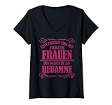 Damen Lustiger Spruch Hebamme Geburt Danksagung Geschenk T-Shirt mit V