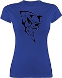 Piraten & Totenkopf - Totenkopf Satan - XXL - Royalblau - T-Shirt - L191 - Tailliertes Tshirt für Damen und Frauen T-S