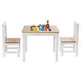 Ejoyous Kindertisch-Set, Kindersitzgruppe aus Holz 1 Kindertisch und 2 Stühle Kinder Maltisch Kindermöbel Set, für Kinderzimmer Spielzimmer Wohnzimmer, für Kleinkinder Mädchen(EIN Tisch Zwei Stühle)