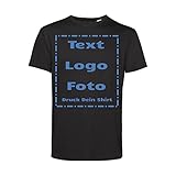 Herren T-Shirt Bedrucken Lassen. Tshirt mit Text & Foto vorne & hinten selber gestalten. T-Shirt Druck Bio & Ökotex-100 Zertifiziert fair produziert | Personalisiert (schwarz, XL)