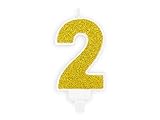 PartyDeco Geburtstag Kerze Nummer 2 Gold Glitter Kuchen Dekoration Kuchen Toppers Muffin Bakes Geburtstag Hochzeit Jubiläum Kerzen für Erw