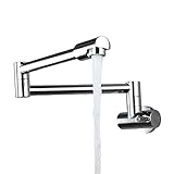 BABYDXY Faltbar Wasserhahn Küche, 360° drehbar Küchenarmatur Einhebelmischer Wandmontage Kaltwasserhahn Spültischarmatur, Armatur für Küche Ausgussbecken,Electroplating