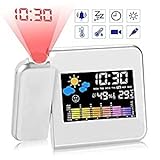 Yuragim Wecker mit Projektion, LED Projektionswecker Modern Digital Wecker Projektion mit USB Aufladbar/Taktgeber Temperaturanzeige/Uhrzeit&Datumsanzeige/LCD Displaybeleuchtung/LED Backlight/S