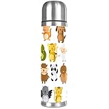 Maikoler Vakuum-isolierte Edelstahl-Wasserflasche für Sport, Kaffee, Reisen, mit echtem Leder, BPA-frei, niedliche T