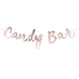 Candy Bar Banner Girlande Papier Girlande in Rosegold Metallic Candy Bar Zubehör Wimpelkette Dekoration für Hochzeit Geburtstag Party JGA Party Feier Weihnachtsfest Candy Bar Schritzug