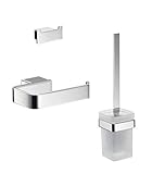 emco 059800100 Loft WC 3-teiliges Badaccessoire-Set inkl. Handtuchhaken, Papierhalter, Toilettenbürstengarnitur 3 in 1 perfekt für jedes Bad, C