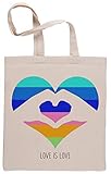 Capzy Love is Love LGBT Rainbow Heart Einkaufstasche Beige Shopping Bag Beig