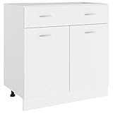 vidaXL Schubunterschrank mit 2 Regalböden 1 Schublade Schrank Küchenzeile Küchenmöbel Unterschrank Küchenschrank Weiß 80x46x81,5cm Spanp