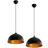 Jago® Pendelleuchte 2er Set - LED, Ø 30cm, E27, Eisen, Schwarz-Gold - Deckenleuchte, Hängeleuchte, Hängelampe im Industrial Vintage Design für Esszimmer, Schlafzimmer, Wohnzimmer, Kü