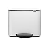 Brabantia Bo Treteimer 11 plus 23 L Abfalleimer, Metall, White, 54 x 36.5 x 44