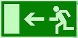 Orig. ANDRIS® Marken-Piktogramm/Symbolschild Fluchtweg/Notausgang/Rettungsweg Symbol nach Links DIN BGV A8 Soft Kusntstoffschild nachleuchtend & selbstklebend 297x148