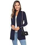 NB Damen Langarm Strickjacke Schalkragen Cardigan Offene Longjacke Leichter Casual Strickmantel Navyblau M