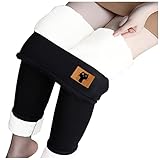 Thermo Leggings Damen Outdoor Winter Sport Baumwolle Gefüttert High Waist with Fleece Thermohose Lang Jogginghose Hoher Bund Elastische Sporthose Strumpfhosen Yogahosen Ski T