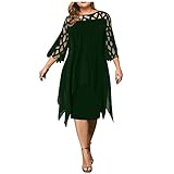 LOPILY Abendkleid Damen Große Größen Off Shoulder Spitzenkleid Bodenlang Volant Maxikleid Schulterfrei Elegant Cocktailkleid Hoch Tailliert Festkleid für Mollige Ballkleid Plus S