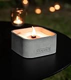 GRAURAUM Outdoor-Feuer mit Dauerdocht: Kerzen einschmelzen - 13cmx13cmx6,5cm Tischfeuer als großer Kerzenfresser - Kerzenfeuer Outdoor-Kerze mit langer Brenndauer - Handgemacht in D