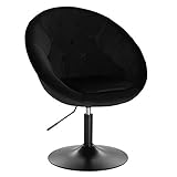 WOLTU® BH222sz-1 1 x Barsessel Loungesessel mit Armlehne, stufenlose Höhenverstellung, Samt, Schw