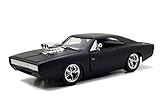 Jada Toys 253203012 Fast & Furious Dom's Dodge Charger Street, Auto, Tuning-Modell im Maßstab 1:24, zu öffnende Türen, Motorhaube und Kofferraum, schw