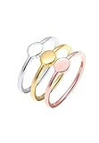 Elli Ring Damen 3er Set Stackring Kreis Geo Tri-Color in 925 Sterling Silb