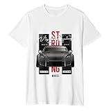 Herren-T-Shirt, kurzärmelig, für Nachtsport, sportlich, Baumwolle, Schwarz, weiß, L