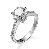 Agobel Fidget Ring Damen, Damen Ring Favs Versilbert Runden Weiß Zirkonia Größe 62 (19.7) Kostenlos G