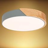 Kimjo LED Deckenleuchte 24W Warmweiß 3000K, Holz Deckenleuchte Ultra-dünne, Deckenlampe Rund Moderne 2400LM LED Leuchte für Schlafzimmer Wohnzimmer Korridor Balkon Küche Ø30