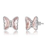 Ohrstecker Schmetterling Ohrringe für Frauen Mädchen Sterling Silber Minimalistische Ohrringe Kristall Hypoallergene Ohrringe Geschenk