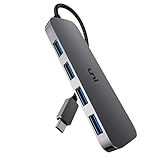 uni USB C Hub, USB Type C auf Adapter mit 4-Port USB 3.0, Ultra Slim Data Hub [5Gbps, Geflochten, Aluminiumlegierung], kompatibel mit MacBook Pro, iPad Pro, MacBook Air, Dell XPS, Surface Book usw