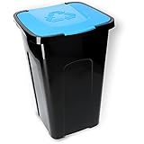 KADAX Voluminöser Eimer, 50L, rechteckiger Mülleimer aus Kunststoff-Polyurethan, Abfalleimer für Trennen von Glas, Plastik, Bioresten (Blau)