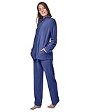 RAIKOU Damen Hausanzug Elegant Volltonfarbe Micro-Fleece Schlafanzug Freizeitanzug Hausanzug mit Reißverschluss (40/42,Navy)