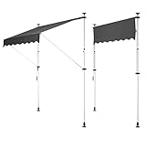 Dripex Klemmmarkise, Balkon Markise, Terrasse Markise ohne Bohren, Sonnenmarkise für Innenhof, Balkon, Restaurant, Café, Sonnenschutz Markise, Anti-UV, wasserfeste, höhenverstellbare Markise 200x120