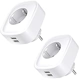 Usmart WLAN Smart Steckdose mit USB 16A,2er Pack Alexa Steckdose misst den Stromverbrauch,Funktionieren mit Alexa, Google Home,Wifi Smart Plug mit Fernsteuerung, Sprachsteuerung und Z