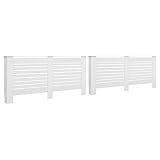 vidaXL Heizkörperverkleidung mit 7 horizontalen Scheiben Heizungsverkleidung Heizkörperabdeckung Heizung Abdeckung Heizkörper Weiß 172x19x81,5cm MDF
