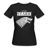Spreadshirt Game of Thrones Haus Stark Wappen Schattenwolf Frauen Bio-T-Shirt, L, Schw