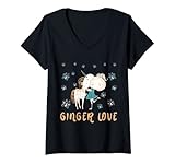 Damen Ginger Einhorn Unicorn Redhead Love Rothaarig Rotschopf T-Shirt mit V